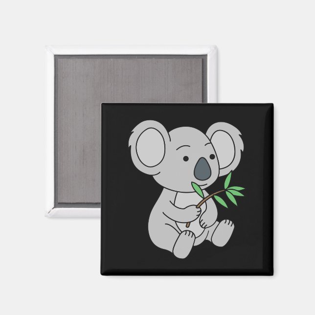 Cute Baby Koala med eukalyptus Löv Magnet (Front/Back)