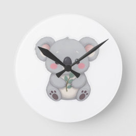 Cute Baby Koala Sticker Clipart Rund Klocka
