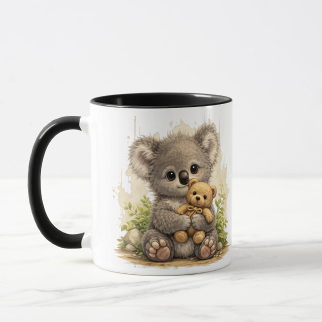 Cute Baby Koala Teddy Bear Cartoon Coffee Mug Mugg (Vänster)
