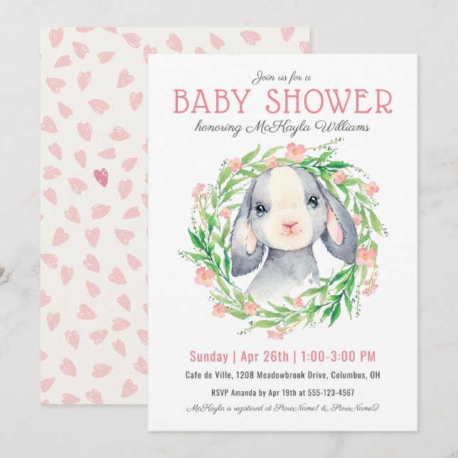 Cute Baby Lamb Girl Baby Shower Inbjudningar (Fram/baksida)