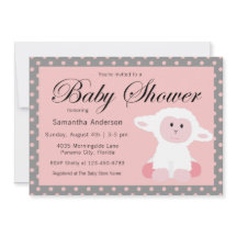 Cute Baby Lamb och Polka dots Baby Shower