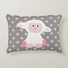 Cute Baby Lamb och Polka dots Prydnadskudde