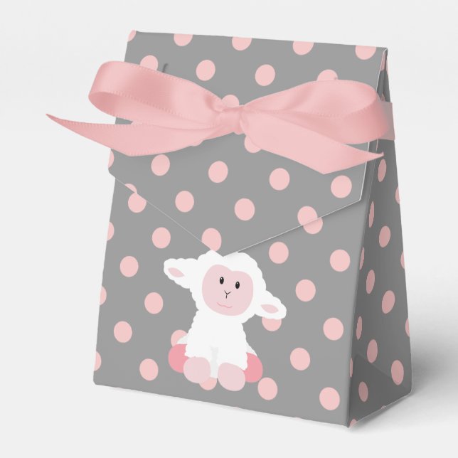 Cute Baby Lamb och Rosa Polka dots Girl Presentaskar (Framsidan Sidan)