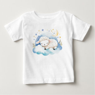 Cute Baby Lamb på Måne - T Shirt