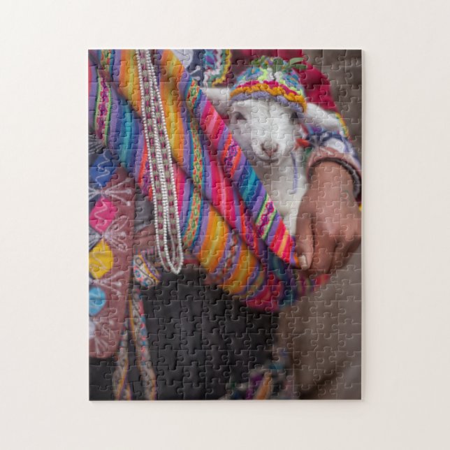 Cute Baby Lamb Sheep Peruvian Jigszle Puzzle Pussel (Vertikal)