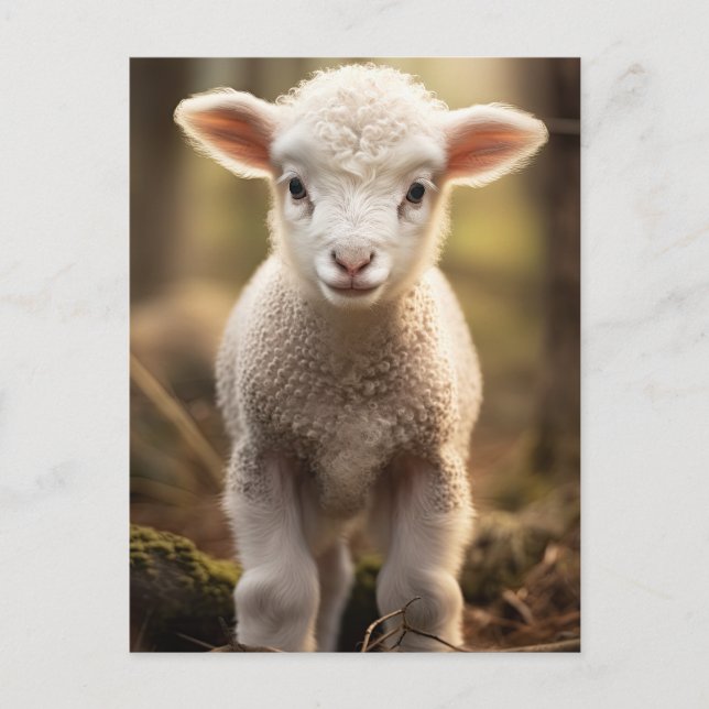 Cute Baby Lamp Ewe - Funny Boskap Vykort (Framsida)