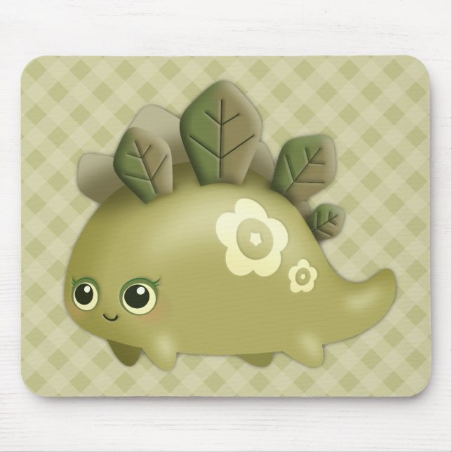 Cute Baby Leafy Dino - kawaii stil varelse Musmatta (Framsidan)