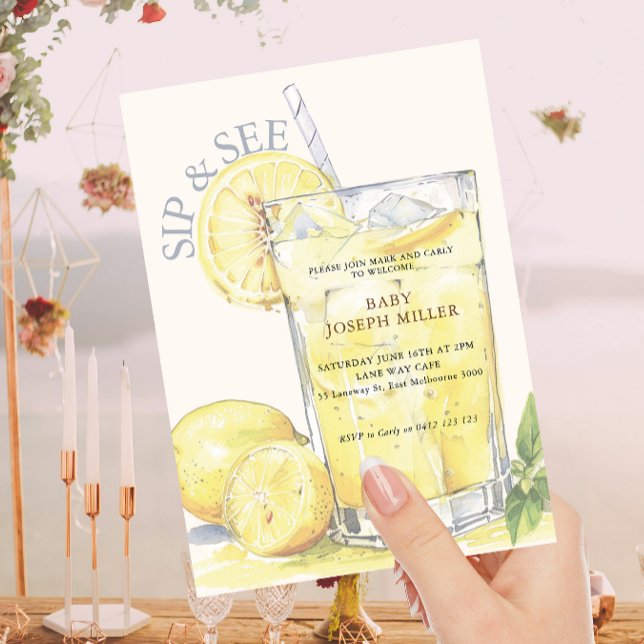 Cute Baby leemonade sip och se babyskor Inbjudningar (Skapare uppladdad)