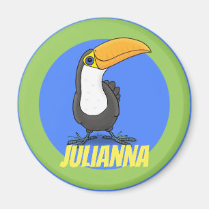 Cute baby leende toucan tecknad magnet