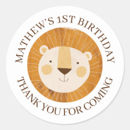 Cute Baby Lejon Bitrhday Tack Runt Klistermärke