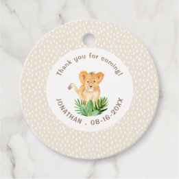 Cute Baby Lejon Jungle Rain Tack Birday Gåvor Etiketter