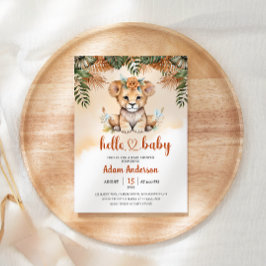 Cute Baby Lejon Safari Jungle Baby Shower Inbjudningar