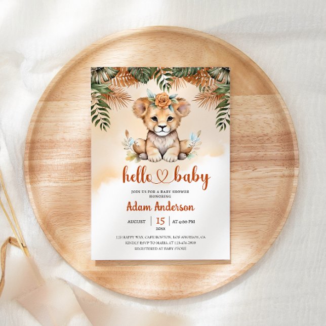 Cute Baby Lejon Safari Jungle Baby Shower Inbjudningar (Skapare uppladdad)