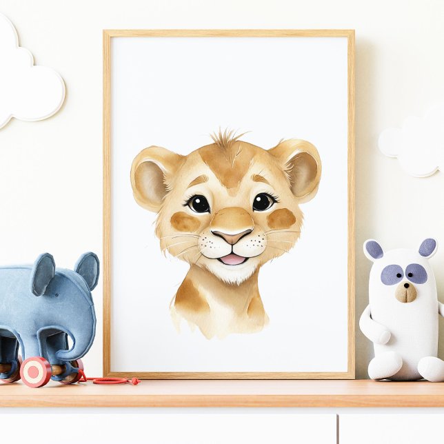 Cute Baby Lejon Safari Nursery Wall Art Poster (Skapare uppladdad)