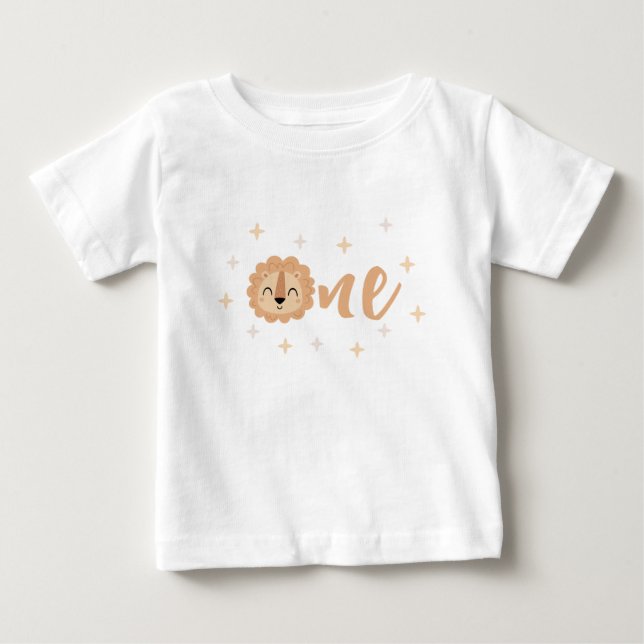 Cute baby lejona ansikte 1:a födelsedagepresenten  t shirt (Framsida)