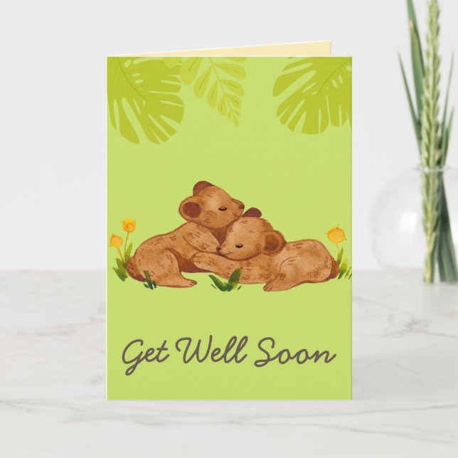 Cute Baby Lejont och uppmuntrande - få bra Grönt C Kort (Framsida)