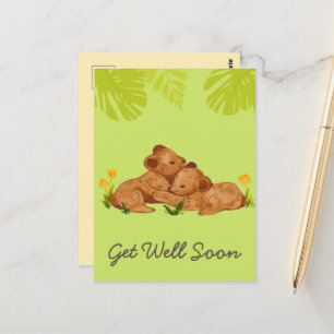 Cute Baby Lejont och uppmuntrande får bra Grönt    Vykort