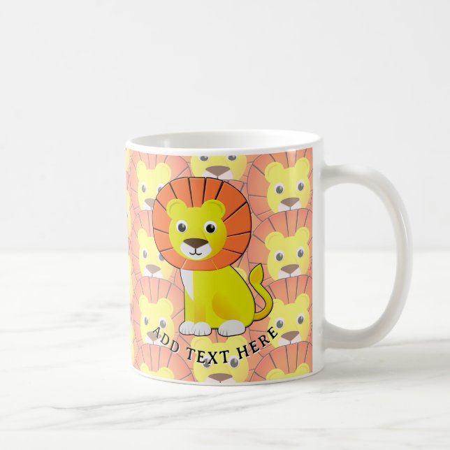 Cute Baby Lejont över Mönster Kaffemugg (Höger)