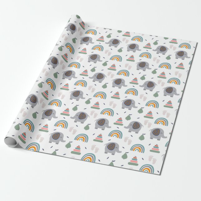 Cute Baby Leksak Mönster Presentpapper (Utrullad)