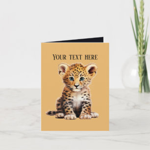 Cute baby leopard lägger till all text kort