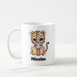 Cute Baby Leopard Reading a Book Custom Kaffemugg