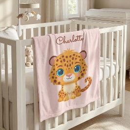 Cute Baby Leopard Safari Animal Kids Fleecefilt