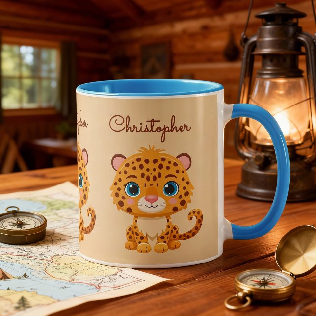 Cute Baby Leopard Safari Animal Kids Mugg (Skapare uppladdad)
