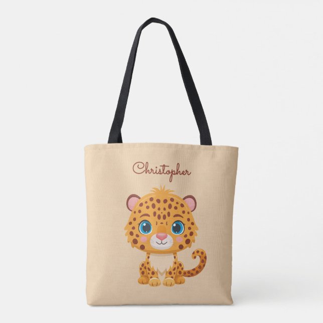 Cute Baby Leopard Safari Animal Kids Tygkasse (Baksida)