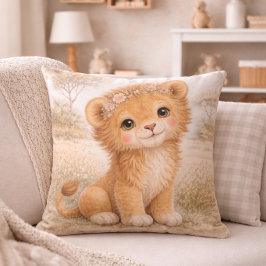 Cute Baby Lion Neutral Kids Room Kudde