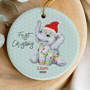 Cute baby, ljus, gullig elefant julgransprydnad keramik