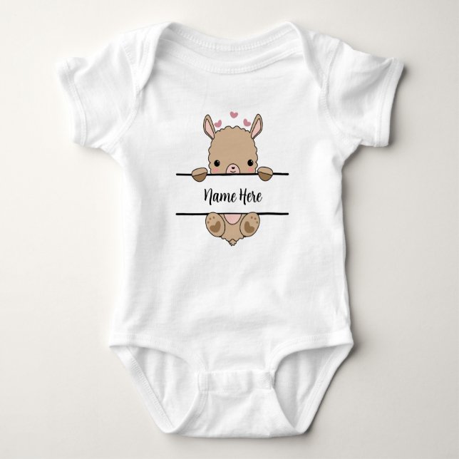 Cute Baby Llama Anpassade Bodykosta T Shirt (Framsida)