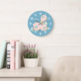Cute Baby Llama Nursery Stor Klocka