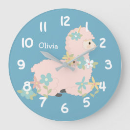 Cute Baby Llama Nursery Stor Klocka