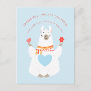 Cute Baby Llama Yoga Baby Shower Tack Vykort
