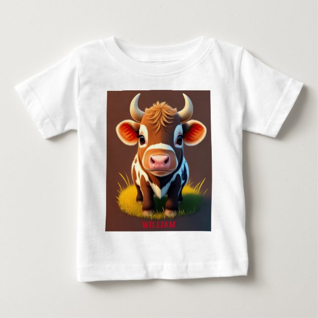 Cute Baby Longhorn T Shirt (Framsida)