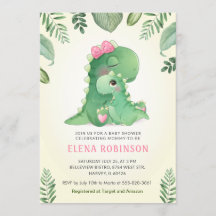 Cute Baby Mamma Dinosaur Girl Baby Shower Sprinkle