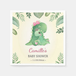 Cute Baby Mamma Dinosaur Rosa Girl Shower Sprinkle Pappersservett