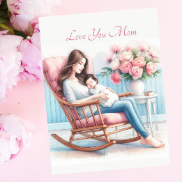 Cute Baby Mamma Embrace Peonies Mors dag