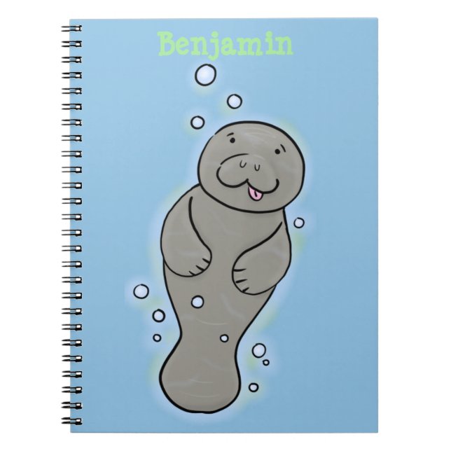 Cute baby-manat med illustration av bubblor anteckningsbok (Framsidan)