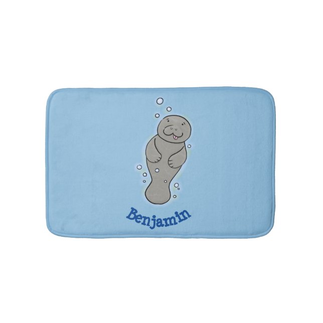 Cute baby-manat med illustration av bubblor badrumsmatta (Framsidan)