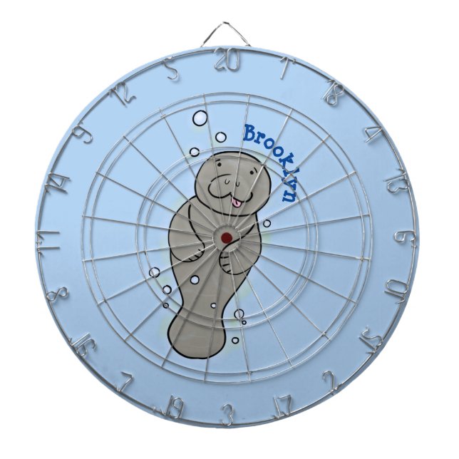 Cute baby-manat med illustration av bubblor darttavla (Framsidan)