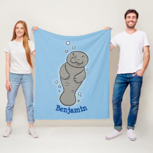 Cute baby-manat med illustration av bubblor fleecefilt