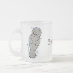 Cute baby-manat med illustration av bubblor frostad glasmugg