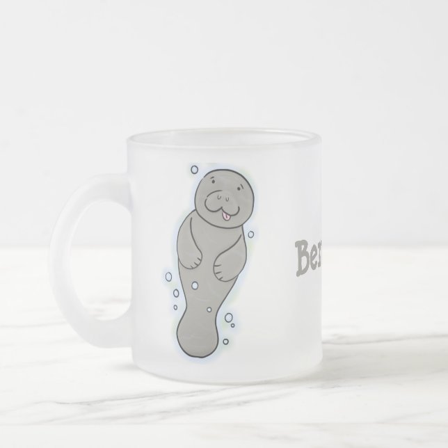 Cute baby-manat med illustration av bubblor frostad glasmugg (Vänster)