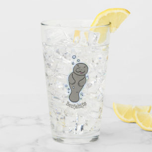 Cute baby-manat med illustration av bubblor glaskopp