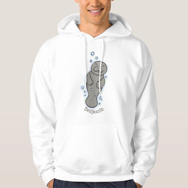 Cute baby-manat med illustration av bubblor hoodie (Framsida)
