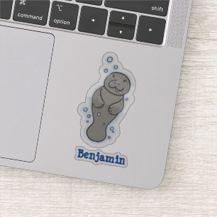 Cute baby-manat med illustration av bubblor klistermärken