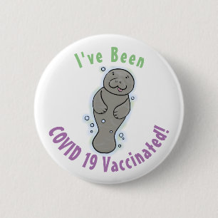 Cute baby-manat med illustration av bubblor knapp