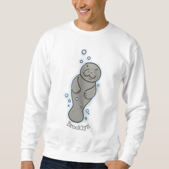 Cute baby-manat med illustration av bubblor lång ärmad tröja (Framsida)