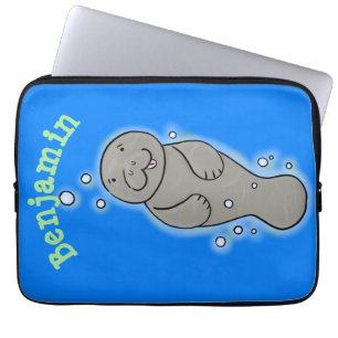 Cute baby-manat med illustration av bubblor laptop fodral